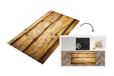Keukenloper - Loper keuken - Plank - Hout - Landelijk - 120x60 cm - Keukenloper vinyl
