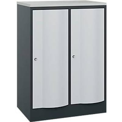 C+P Garderobekast Resisto, 2 vakken, 2 legborden, B 772 x D 540 x H 1077 mm, antracietgrijs/lichtgrijs