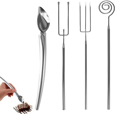 Set van 4 Chocolade Vorken, RVS Vorken voor Bonbons, Desserts en Fondue, Perfect voor DIY Snoep en Creatieve Taarten