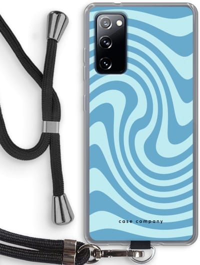 Case Company® - Hoesje met koord geschikt voor Samsung Galaxy S20 FE / S20 FE 5G hoesje met Koord - Swirl Blauw - Telefoonhoesje met Zwart Koord - Bescherming aan alle Kanten en Over de Schermrand