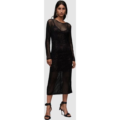 AllSaints Rosalie Anita Maxi D Black/brown Size: 6 | Midi Dresses Outlet | Dames | Zwart