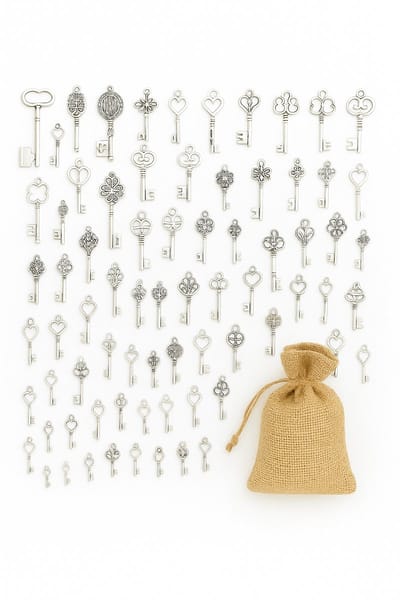 Waterval® Antique Keys Gift Set – 25 stuks – Zilver – Vintage Sleutels voor Decoratie & DIY