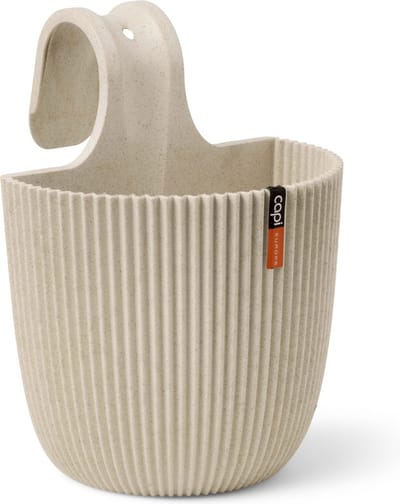 Capi Europe - Balkonbak Groove ‘made with’ zaagsel beige - 21x28 - Zaagsel beige - Bloempot voor binnen en buiten - Capi ‘Made with’ - Gemaakt van gerecycled materiaal - Levenslang garantie - IBGSW544