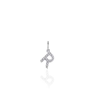 Gisser Jewels - Hanger excl. Collier - Letter R met Zirkonia - 8mm - Gerhodineerd Zilver 925