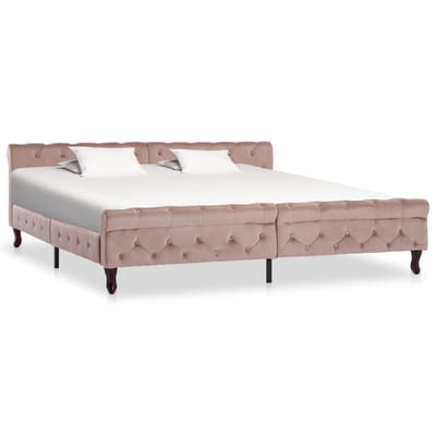 vidaXL - Bedframe - fluweel - roze - 200x200 - cm