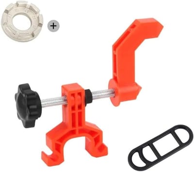 Draagbare richtstandaard voor fietswielen – Mini-gereedschap voor het afstellen, repareren en monteren van fietsvelgen, inclusief spaaksleutel (oranje kleur)