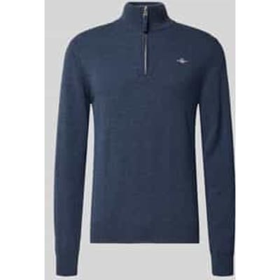 Gant Trui Superfijne Lamswol Half-Zip Dark Navy Melange / male