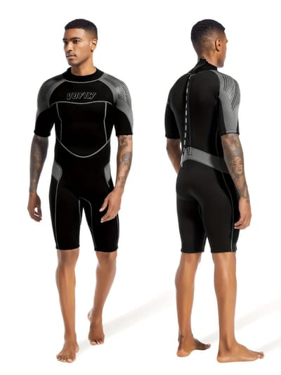 Bovista Wetsuit Heren - Swimsuit - Shorty - Surfpak - Duikpak - Lange Mouw - Zwemsuit - Zwart - XXXL