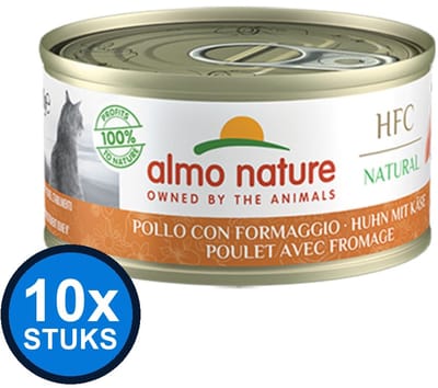 10x Almo Nature HFC - Kip & Kaas - Kattenvoer Natvoer - 70g