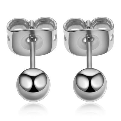 zilverkleurige oorknopjes bolletje 4mm titanium allergievrij unisex