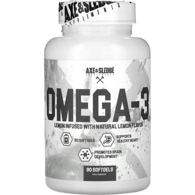 Ax & Sledge Supplementen, basis, omega-3, natuurlijke citroensmaak, 90 zachte capsules