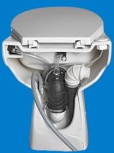 Sanibroyeur Sanicompact C43 faecalienvermaler in staande closetpot met closetzitting Eco