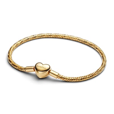 Pandora 564236C00-21 - Slangen schakel hartsluiting - Zilver - Goudkleur verguld - Armband-21 cm