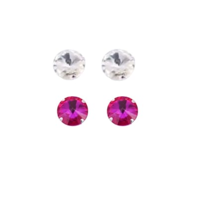 2 paar allergievrije oorbellen roze en wit 8 mm-Charme Bijoux