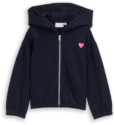 Tom Tailor - Cropped hoodie-sweatjack met borduursel - Maat 92/98 - sky captain blue
