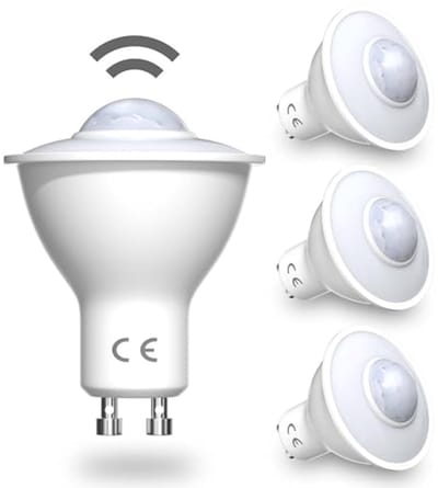 4 Stuks Bewegingssensor GU10 LED Lampen 5W Warm Wit - Tot 7 Meter Detectiebereik