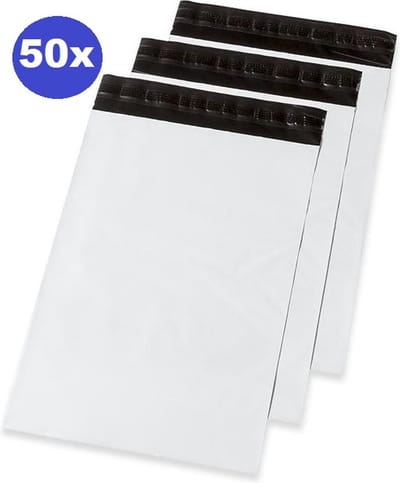 50 x Verzendzakken plastic - kleding - webshop 240 x 350 x 50 mm (70% gerycicleerde film)