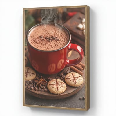 Wandlamp 60x90 cm - Oplaadbaar - Chocolademelk - Mok - Winter - Kerst - Gezelligheid - Wandlampen binnen woonkamer - Slaapkamer lamp - Decoratieve nachtlamp - Vloerlamp draadloos