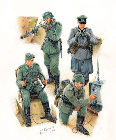 Zvezda Modelbouwpakket Militaire voertuigen - 3585 German Halftrack Crew Plastic - 1:35 - Modelbouw