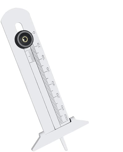 Profieldieptemeter - Bandmeetschaal - Bandeninspectie - T-vormige schuifmaat - 10 x 4.8 cm - Zilver