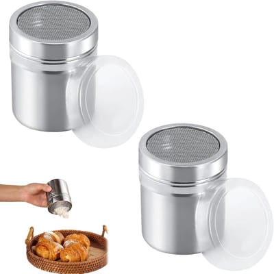 EXCITAT Poederpot voor stof - Metalen blik - Poederapplicator voor stof - Geschikt voor chocoladepoeder, poedersuiker, suiker, zout en cacaopoeder