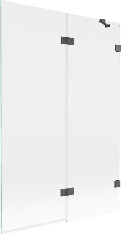 Mexen Lunar badwand 2-delig rechts 120 x 150 , transparant, geborsteld geweergrijs - 897-120-100-66-00-P