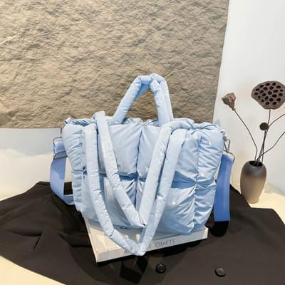 Koreaanse Stijl Retro Herfst en Winter Dons Katoen Warme Draagtas Casual en Veelzijdig Pendel Eén-schouder Crossbody Tas voor Dames gray