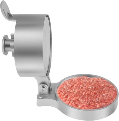 Burger Pers - Vleesvormer Patty - Burgers Maken - Antiaanbaklaag - 11 cm Diameter - Zilver