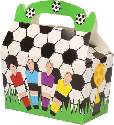 Voetbal traktatiedoosjes - 12x stuks - gekleurd - verjaardag feestje - karton - 12x6 cm