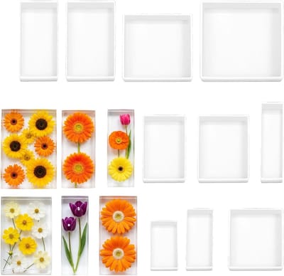Set van 10 Siliconen Mallen voor Epoxyhars: Flexibele Mallen voor Kaarsen, Gedroogde Bloemen en DIY Projecten met Dikke Wand Giettechniek