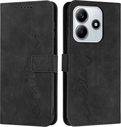 Coverup Hoesje - Geschikt voor Xiaomi Redmi Note 14 5G Hoesje - Coverup Smile Book Case - Zwart