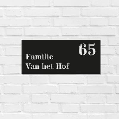 Naambordje Unico - Zwart Huisnummer / Familienaam stencil | Incl. 2 jaar garantie