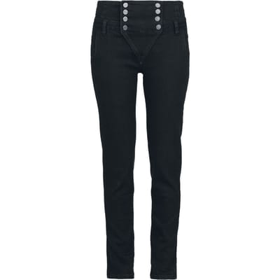 Black Premium by EMP Stoffen broek - Double Button Placket Jeans - W27L32 tot W28L32 - voor Vrouwen - zwart