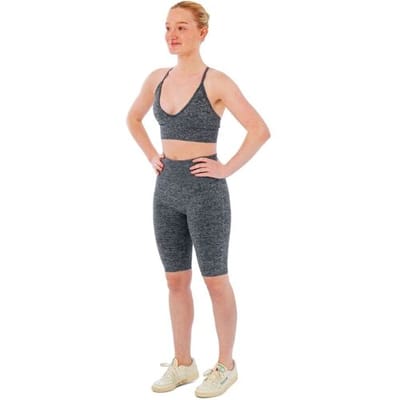 Xtreme Sportswear Dames Sportset - Korte Sportlegging + Sport BH - Antraciet Melange-S