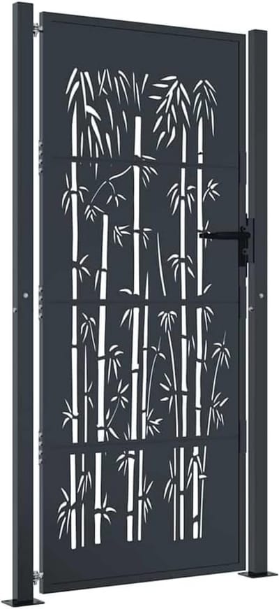Tuinpoort met Bamboe-effect 100x200 cm Staal Antraciet