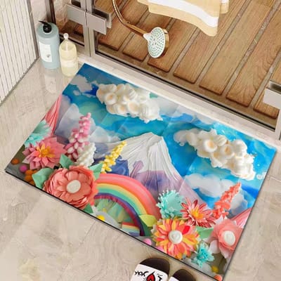 Huishoudelijk Driedimensionaal Bloementapijt Toilet Douche Absorberend Vochtafwerend Voetmat Badkamer Toilet Sneldrogend Wasvrij Vloermat 40 × 60cm