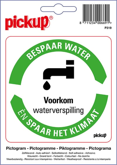 Pickup sticker Bespaar Energie Voorkom waterverspilling spaar het klimaat: Bespaar water - 10x10 cm