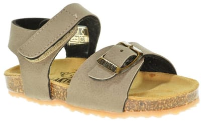 Taupe Gladlederen Sandaal Plakton Velcro En Gesp maat 18