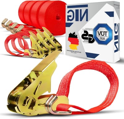 Spanbanden Set - Sjorbanden Ratelriemen - Transport Beveiligen - DIN EN 12195-2 Norm - 6 Meter 800 kg - Blauw