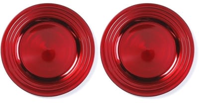 Onderbord - 8x - rood - 33 cm - kunststof - rond - Diner borden - onderzet bord - kerstdiner