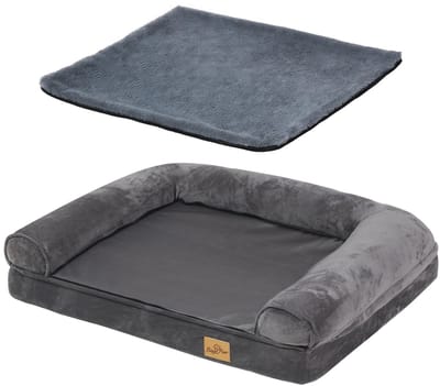 BingoPaw Orthopedisch hondenbed - M 80x60 cm - Hondenbank voor kleine middelgrote honden - Ergonomische hondenbedden met rand - Afneembaar wasbaar antislip hondenmatras