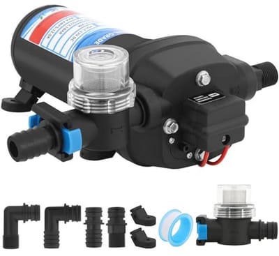 Automatische waterpomp 12V - 40 psi, zelfaanzuigend en overbelastingsbeveiliging voor caravan, boot en tuinirrigatie