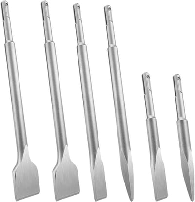 Chisel Set van 6 Stuks voor Hamerboor - Hoogwaardige Staal Beitels voor Beton, Metselwerk en Natuursteen