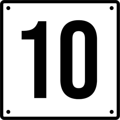 Huisnummerbord 10 - Incl. Schroeven en Pluggen – Acrylaat - 10 x 10 cm - Wit met Zwart