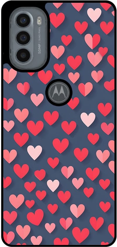 Smartphonica Telefoonhoesje Geschikt voor Motorola Moto G31 / G41 met Roze en Rode Hartjes Opdruk - TPU Backcover Case With Rosé and Red Heart Design geschikt voor Motorola Moto G31;Motorola Moto G41