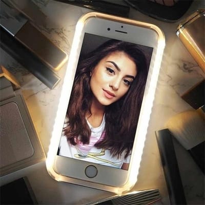 CHPN - Telefoonhoes met LED-verlichting - Lichtgevend hoesje geschikt voor iPhone 12 en 12 Pro - Smartphonemet verlichting - LED hoesjes - Selfie-lichtgevend - Wit