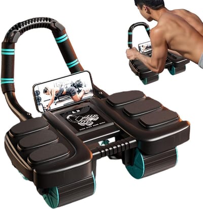 Buikspierroller - Buiktrainer Fitnesswiel - Effectieve Core Training - Automatische Rebound Functie - 42 x 36 x 24 cm - Zwart