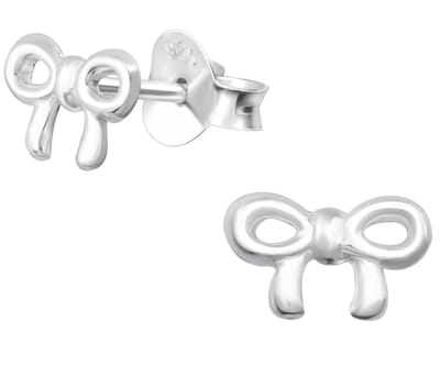 Joy|S - Zilveren strikje oorbellen - 7.5 x 4.7 mm - sterling zilver 925 kinderoorbellen