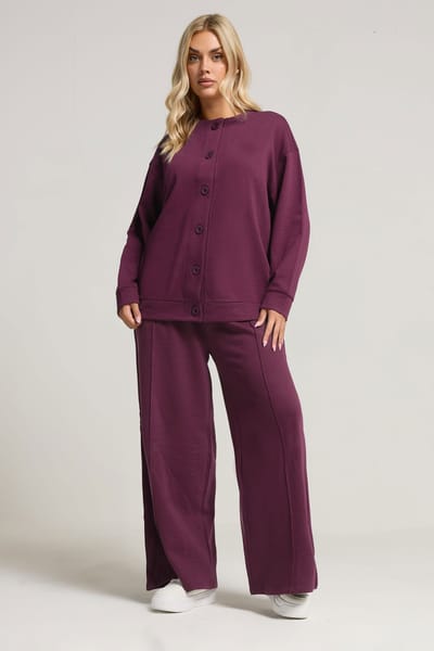Yours Bordeauxrode Knoopcardigan Size 42