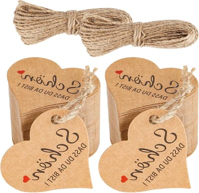 Kraft Papieren Cadeaulabels - 100 Stuks, Handlabels met Jute Touw voor Verjaardagen, Bruiloften en Feestdagen